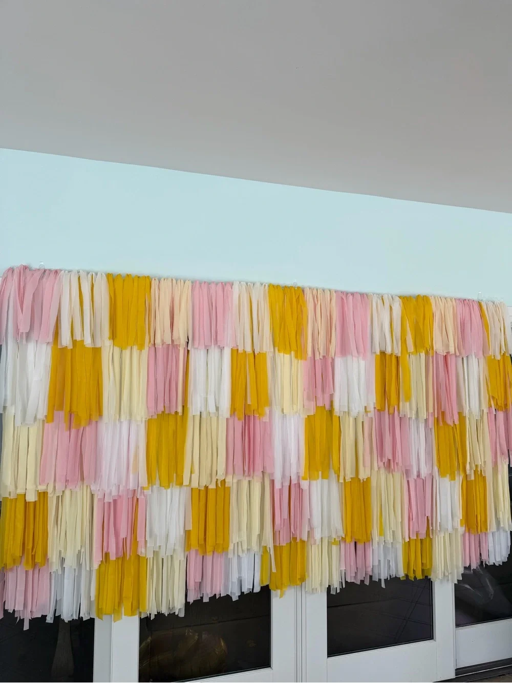 Tassel backdrop Pink, yellow, white & Cream Tassel Garland